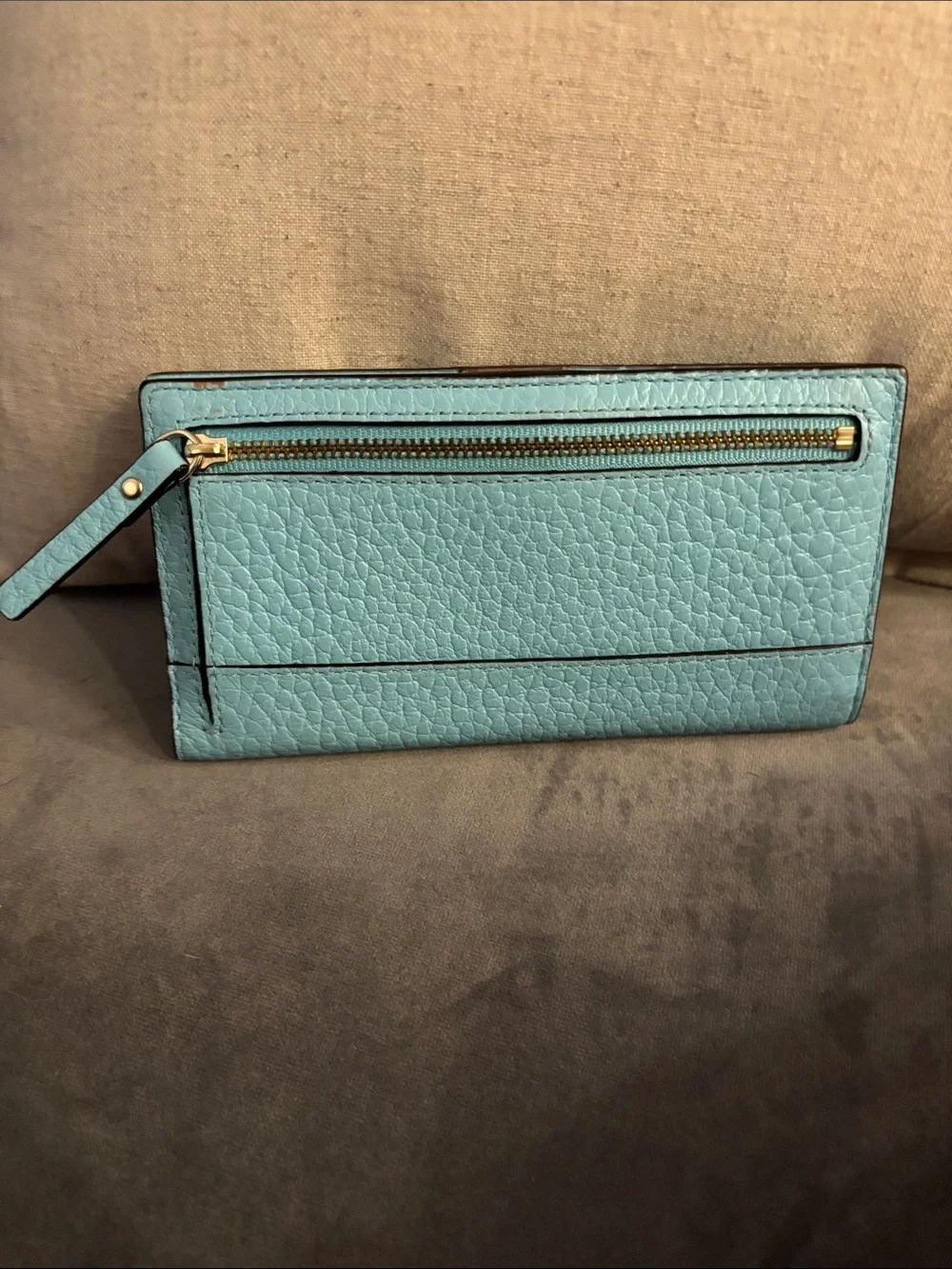 kate spade Pebbled Leather Continental Wallet in Light Blue
